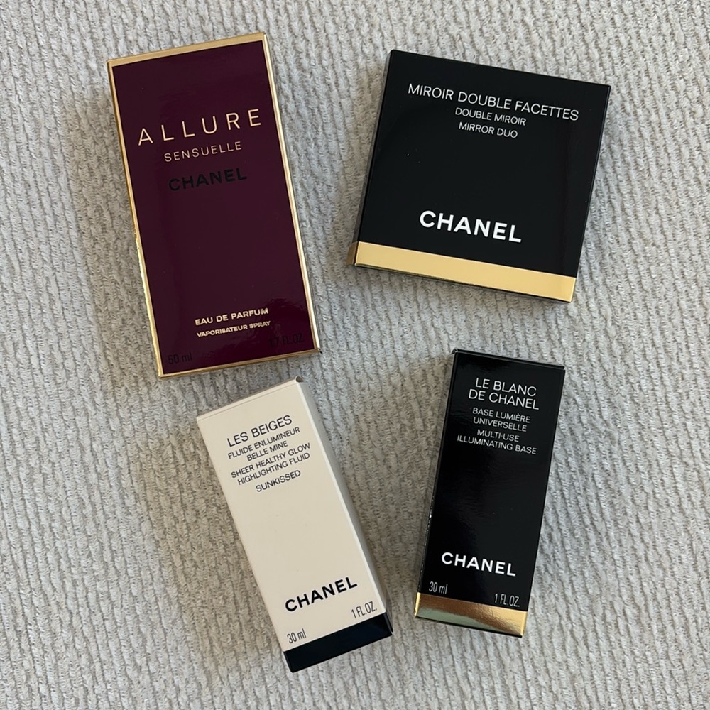 Chanel makeup, mirror & perfume BOXES ONLY bundle of 4